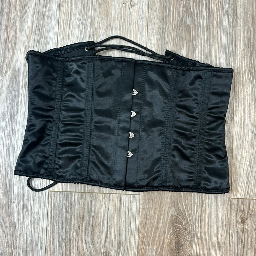 Black Satin corset size 30 goth rockstar punk y2k retro